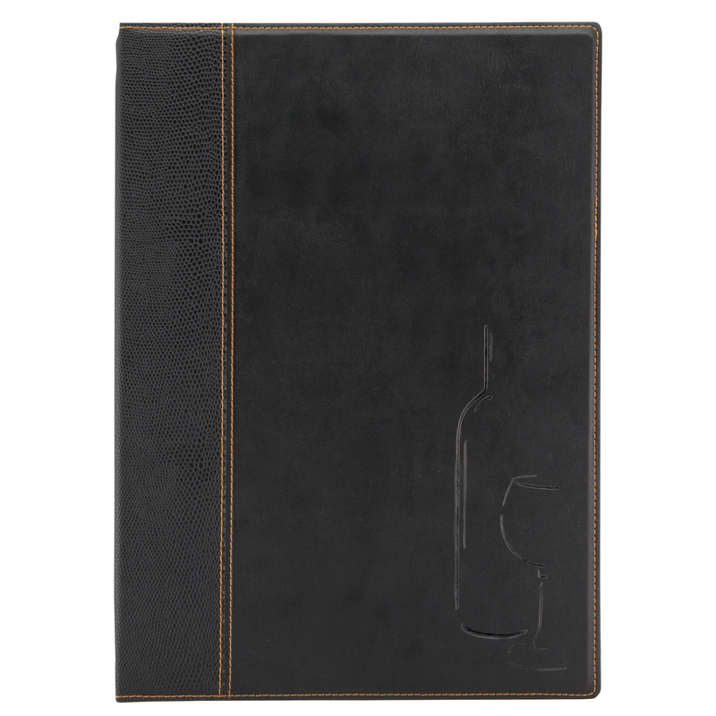 CARTA DEI VINI A4-24x34cm NERO TRENDY con 1 INSERTO DOPPIO