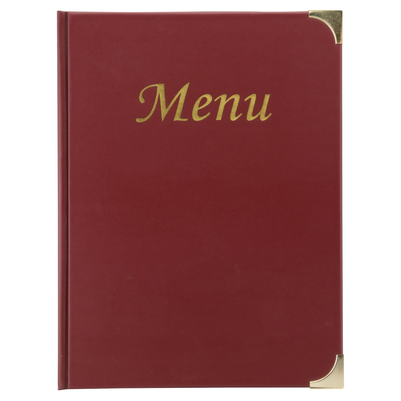 PORTA MENU' A4-31,5x24cm BORDEAUX in PVC BASIC con 4+2 BUSTE FISSE
