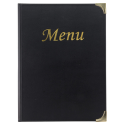 PORTA MENU' A5-23,7x17,2cm NERO in PVC BASIC con 4+2 BUSTE FISSE