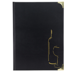 CARTA DEI VINI A4-31,5x24cm NERO in PVC BASIC con 4+2 BUSTE FISSE
