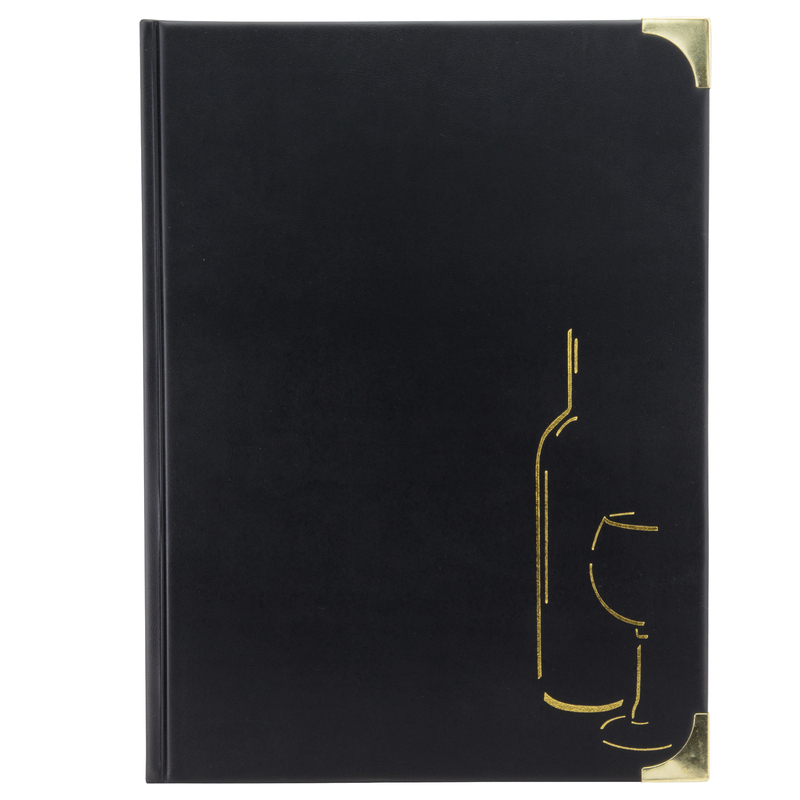 CARTA DEI VINI A4-31,5x24cm NERO in PVC BASIC con 4+2 BUSTE FISSE