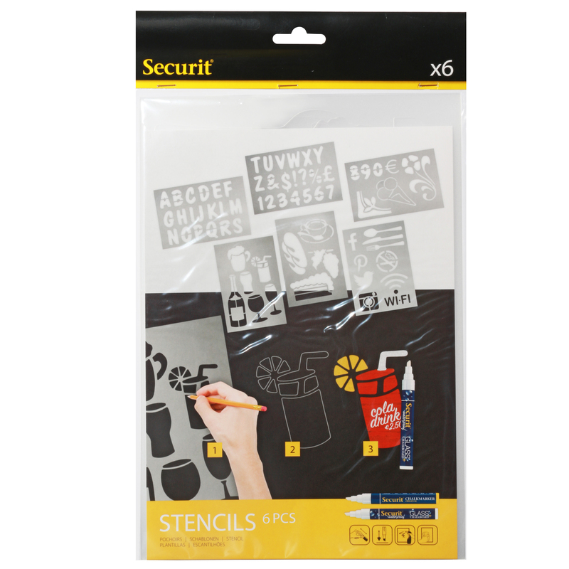 SET 6 STENCIL TRASPARENTI ASSORTITI Securit