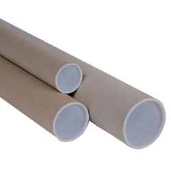 TUBO IN CARTONE AVANA doppio tappo trasparente 50cm D10cm