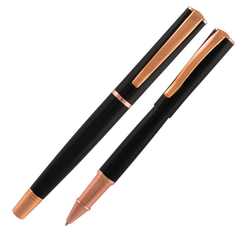 ROLLER IMPRESSA NERO-ROSEGOLD punta M MONTEVERDE