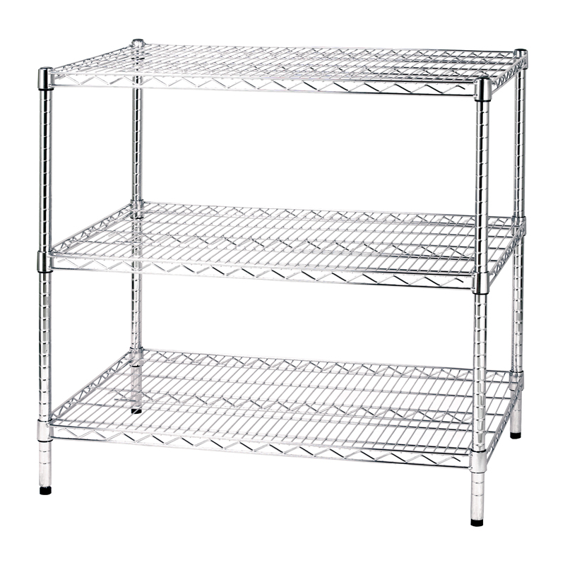 SCAFFALE 3 RIPIANI IN ACCIAIO CROMATO 60x90cm - H90cm ARCHIMEDE Kit ROBUSTO