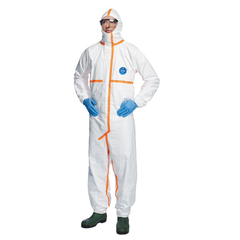 Tuta TyvekR 800J c/nastrature arancione tg M bianco Dupont