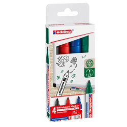 BUSTA 4 MARCATORI PER LAVAGNE BIANCHE EDDING 660 TRATTO 1,5 - 3,00mm COL ASS.