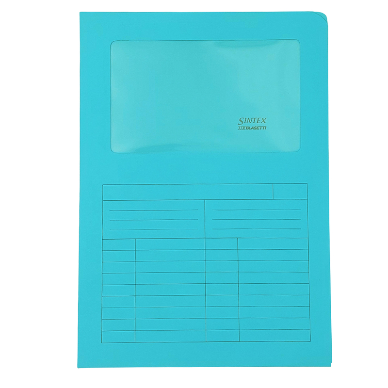 50 Cartelline a L c/finestra acqua marina 120gr Sintex Blasetti