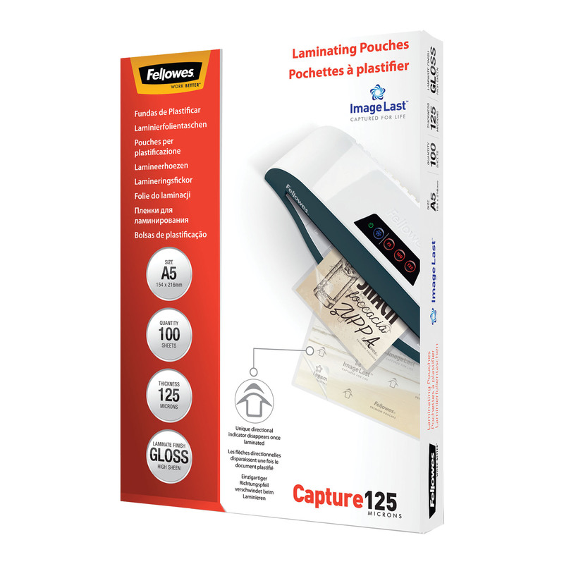 Scatola 100 pouches CAPTURE125 125mic A5 Fellowes