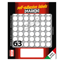 Etichetta adesiva bianca tonda D14mm (10fogli x 63etichette) Markin