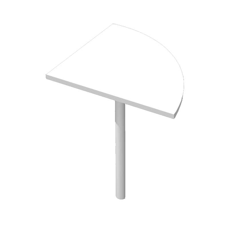 ANGOLARE 90  BIANCO + GAMBA SUPPORTO GRIGIO CROMATO x SCRIVANIE EASY