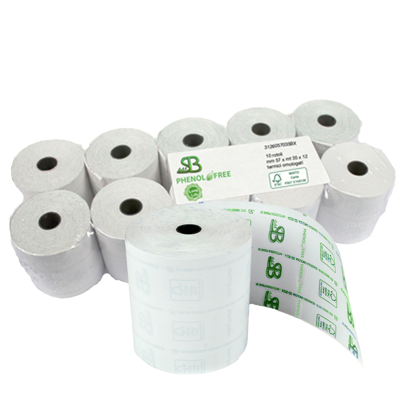 Blister 10 rotoli RC carta termica LUNGA DURATA 57,5mm x 30mt D50mm