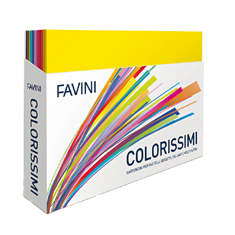 BOX DISPLAY 240 FOGLI CARTONCINO BRISTOL 50x70cm 200gr COLORI ASSORTITI FAVINI