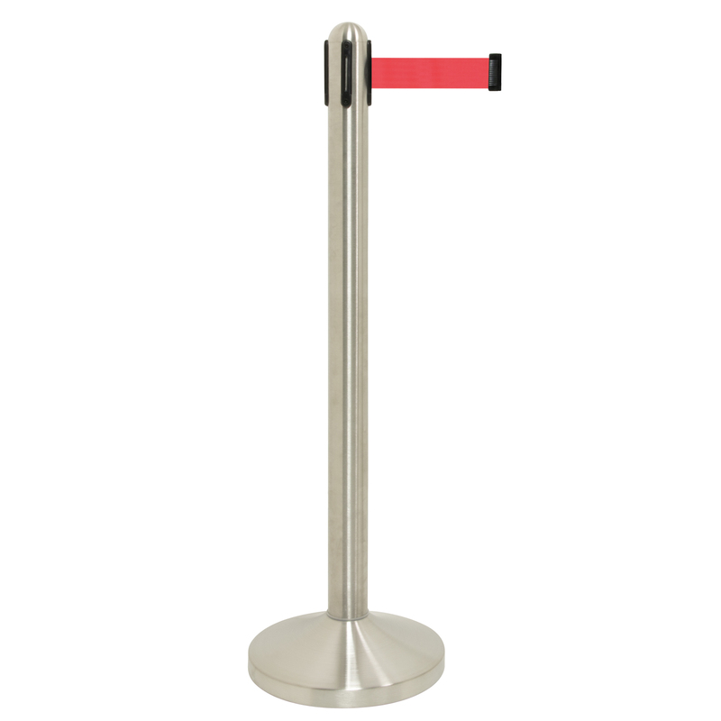 1 COLONNINA SEGNAPERCORSO CROMATA con nastro ROSSO 210cm Securit