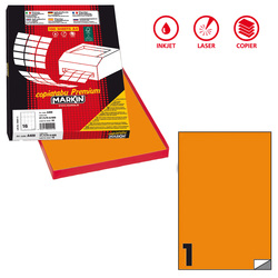 Etichetta adesiva C/503 arancio fluo 100fg A4 210x297mm (1et/fg) Markin