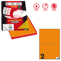 Etichetta adesiva C/509 arancio fluo 100fg A4 210x148,5mm (2et/fg) Markin