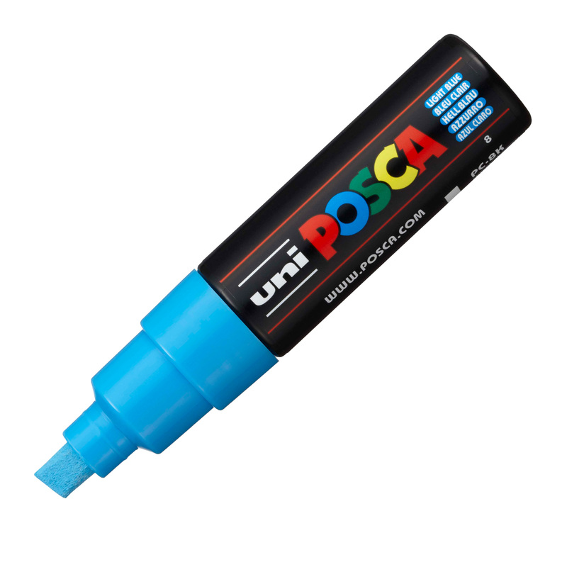 Marcatore UNI POSCA PC8K p.scalpello 8mm azzurro UNI MITSUBISHI