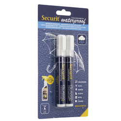 BLISTER 2 MARCATORI A GESSO LIQUIDO Waterproof BIANCO 2-6mm Securit