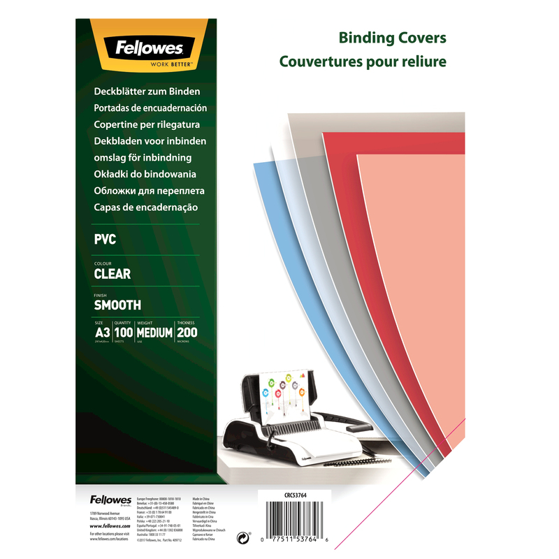 100 COPERTINE CLEAR PVC 200MIC A3 TRASPARENTE NEUTRO