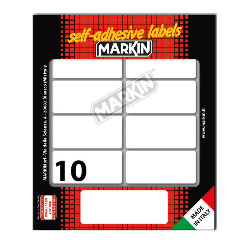 Etichetta adesiva bianca 58x27mm (10fogli x 10etichette) Markin