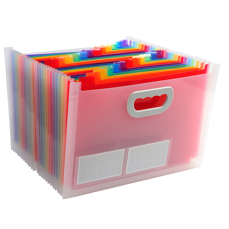 Classificatore c/maniglia 24tasche in pp f.to 33x23,5x25cm CRYSTAL Exacompta