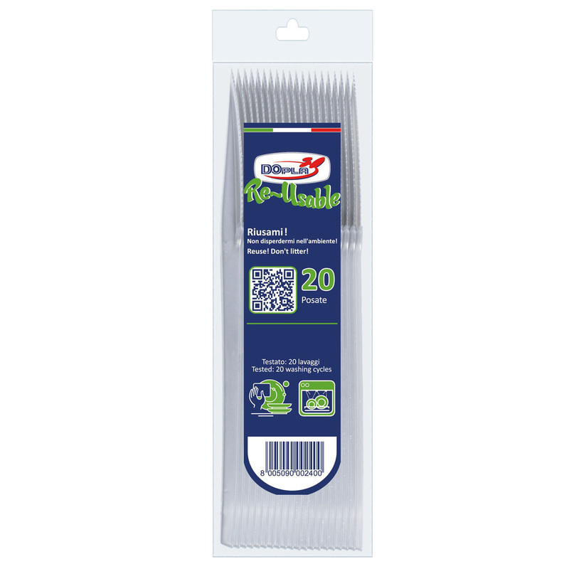 20 Coltelli Compact in PS Reuse 18cm trasparente Dopla