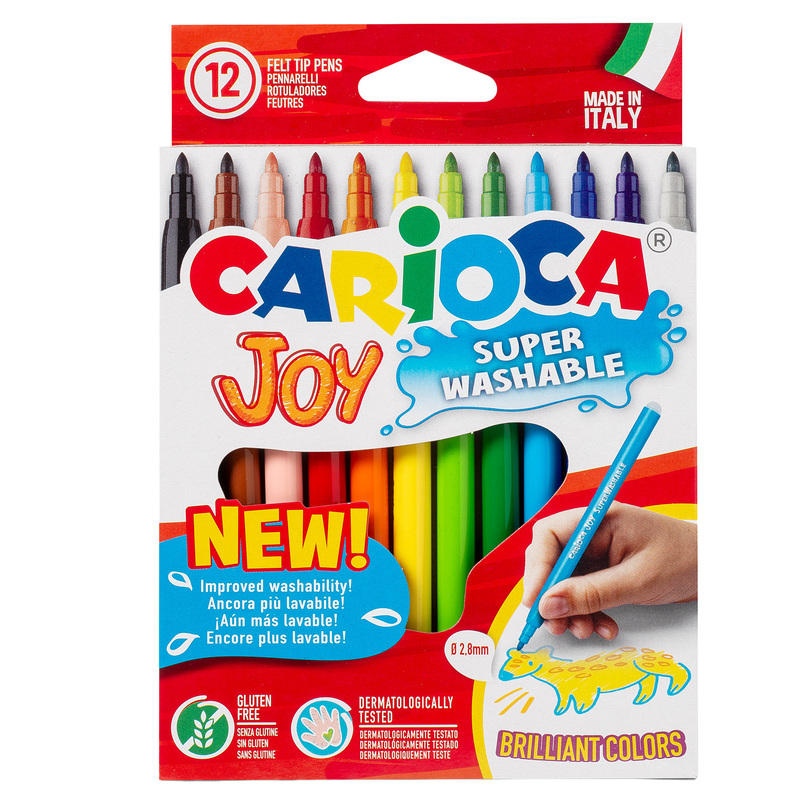 SCATOLA 12 PENNARELLI JOY LAVABILI COLORI ASSORTITI CARIOCA