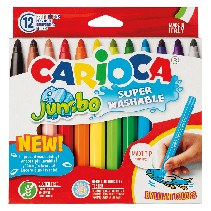 Astuccio 12 pennarelli Jumbo lavabili colori assortiti CARIOCA