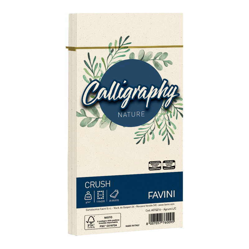 25 buste Calligraphy Nature CRUSH 100gr 110x220mm agrumi FAVINI