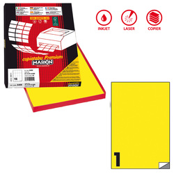 Etichetta adesiva C/503 giallo fluo 100fg A4 210x297mm (1et/fg) Markin