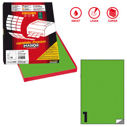 Etichetta adesiva C/503 verde fluo 100fg A4 210x297mm (1et/fg) Markin