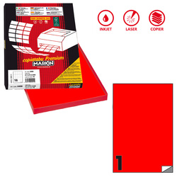 Etichetta adesiva C/503 rosso fluo 100fg A4 210x297mm (1et/fg) Markin