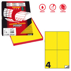 Etichetta adesiva C/519 giallo fluo 100fg A4 105x148,5mm (4et/fg) Markin