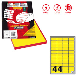 Etichetta adesiva A/406 giallo fluo 100fg A4 47,5x25,5mm (44et/fg) Markin