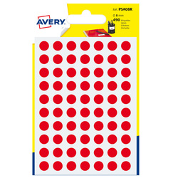 Blister 490 etichetta adesiva tonda PSA rosso D8mm Avery