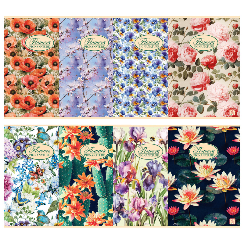 MAXIQUADERNO A4 40fg+2 80gr 5mm NATURE FLOWERS PIGNA