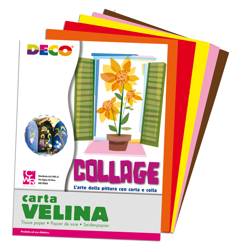 Busta di carta velina 25fg 50x76cm 5 colori caldi assortiti DECO