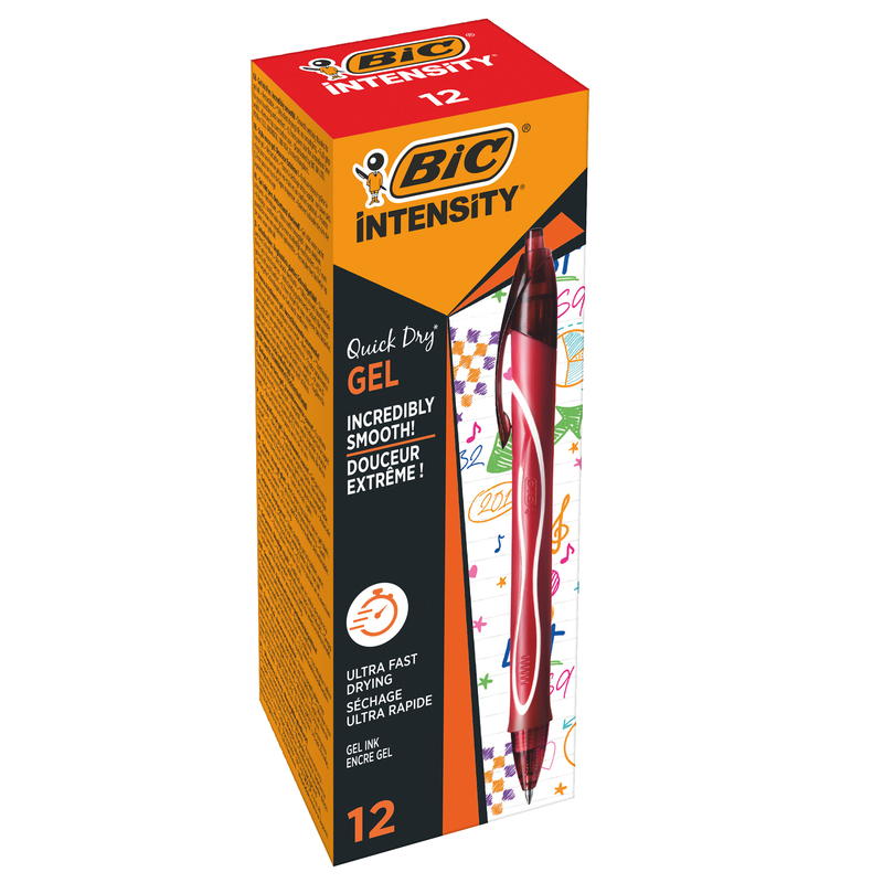 Scatola 12 penna sfera scatto Gelocity quick dry rosso BICR