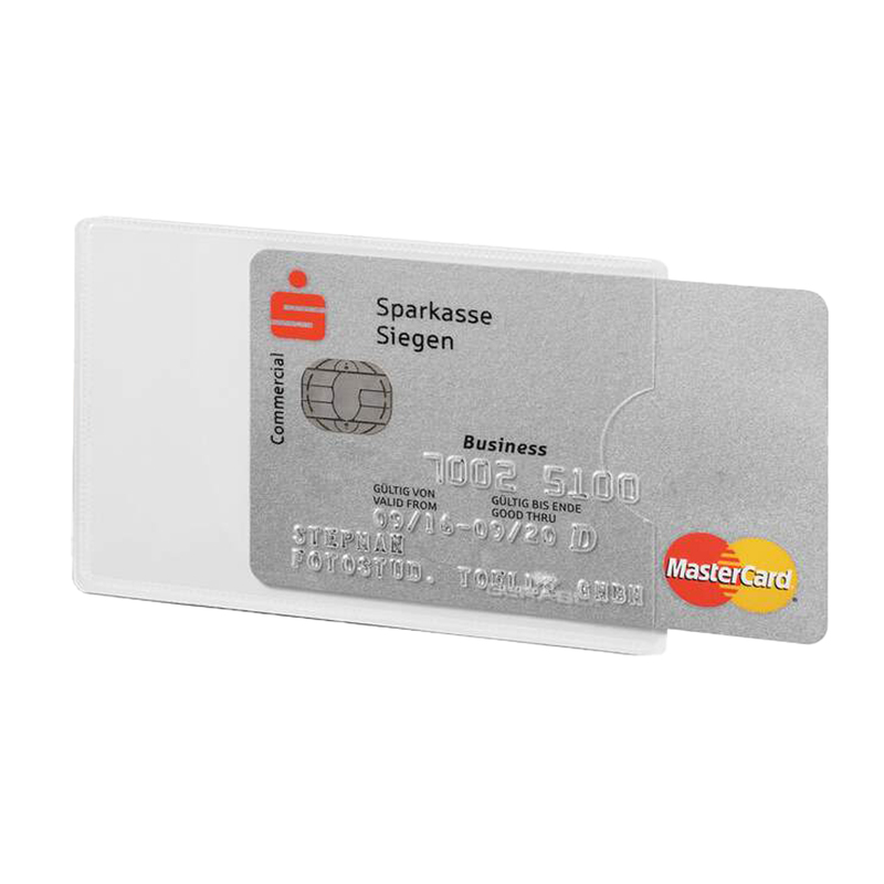 Tasca porta carte di credito argento trasp. 54x87mm RFID Secure Durable