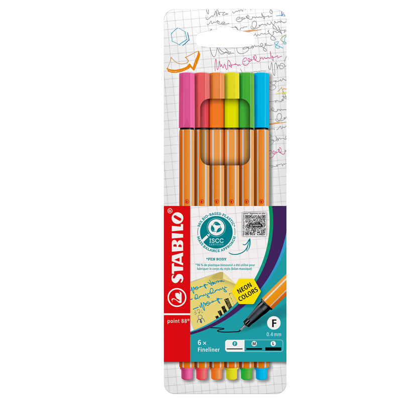Astuccio 6 pennarelli Point 88 colori neon assortiti 88/6-1 Stabilo