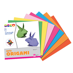 Confezione 20 fogli carta per origami 14x14cm colori assortiti DECO