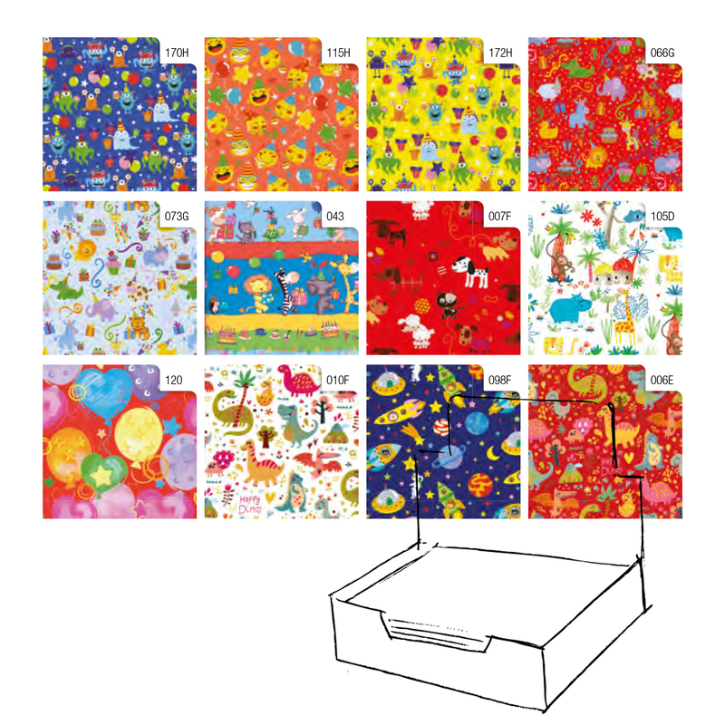 Scatola 100fg carta regalo Raso Bambini 70X100cm Rex Sadoch