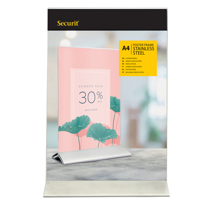 Display da tavolo A4 base acciaio Securit