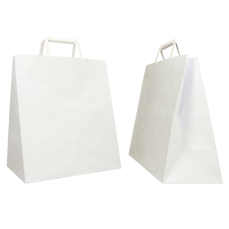SCATOLA 250 Shoppers carta craft 28x17x32CM FLAT LARGE bianco