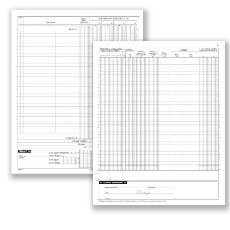 Registro Corrispettivi 16pag. num.31x24,5cm DU1386N0000 Data Uffcio