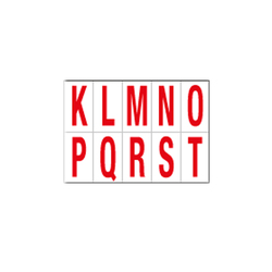 Foglio con 10 lettere autoadesive da K a T rosso/bianco 70x124mm