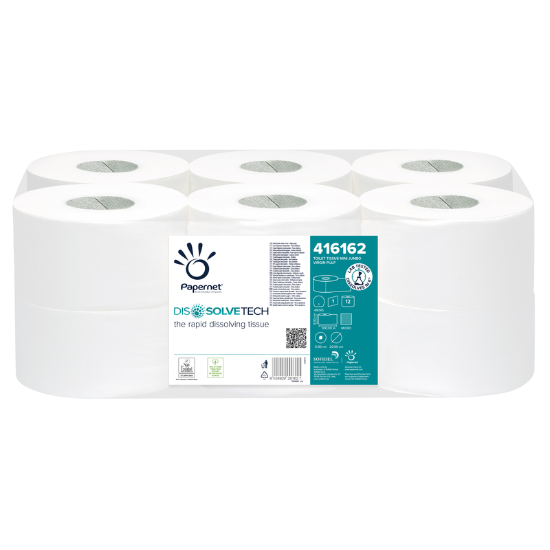 Carta igienica MINI Jumbo D20cm - 300mt Dissolvetech Papernet