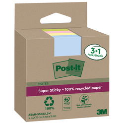 Cf. 3+1pz blocco 70fg Post-itRSuperSticky Green 76x76mm 654R-SSCOL3+1 pastello