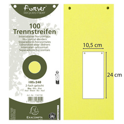 Conf. 100 Divisori orizz. riciclati 105x240mm forati giallo 13425B Exacompta