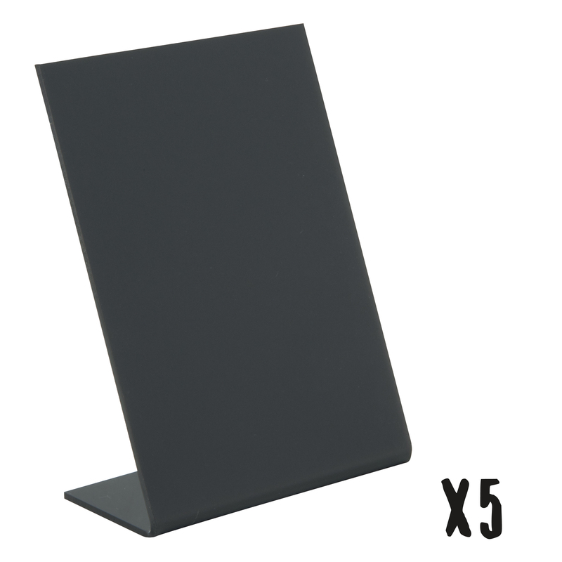 Set 5 lavagnette a L nere A7-11,5x7,5x4,5cm Securit
